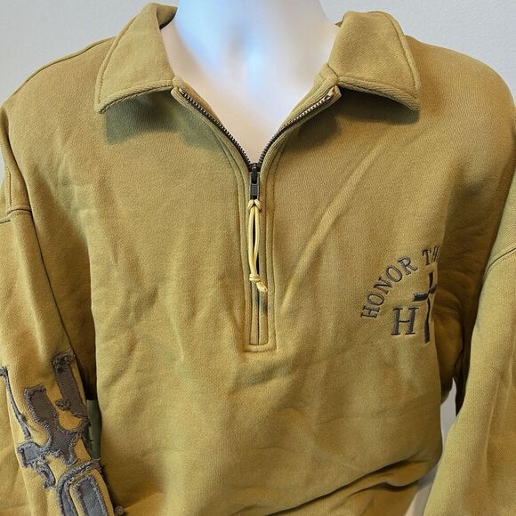 Honor The Gift Prep School Henley Sweatshirt Size 3XL Mustard Yellow Pullover - Picture 3 of 11